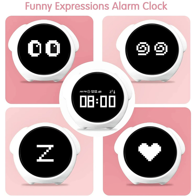Childrens Digital Alarm Clock Cute Cartoon LED Table Clock With Light Temperature Display And Snoo 4