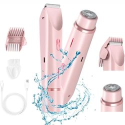 rechargeable womens electric razor – 2-in-1 painless facial, leg, and bikini trimmer with dual heads for smooth hair re