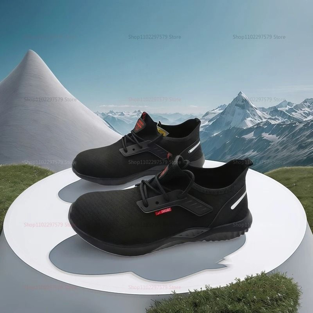 Mens Breathable Steel Toe Work Sneakers  Lightweight AntiSmash AntiSlip Safety Shoes For Constructi 2