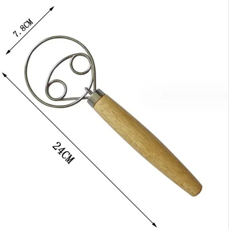 Stainless Steel Danish Dough Whisk With Wooden Handle  Artisan Bread And Pastry Mixer For Effortles 9