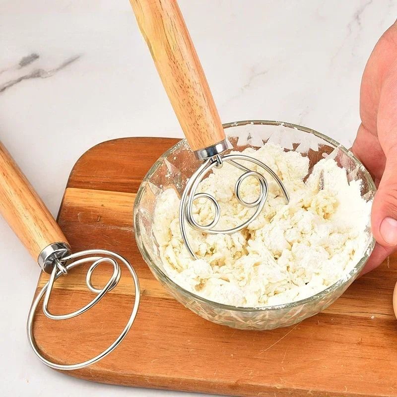 Stainless Steel Danish Dough Whisk With Wooden Handle  Artisan Bread And Pastry Mixer For Effortles 4