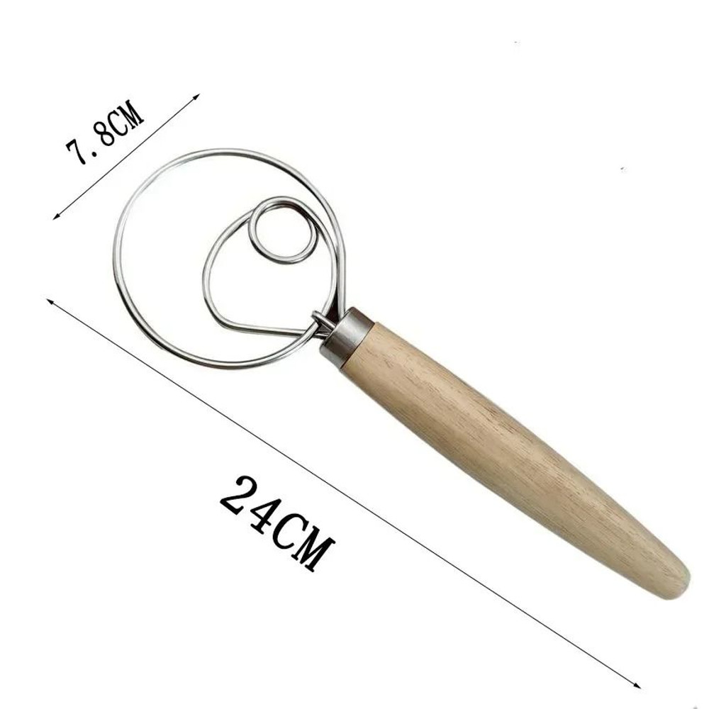 Stainless Steel Danish Dough Whisk With Wooden Handle  Artisan Bread And Pastry Mixer For Effortles 8