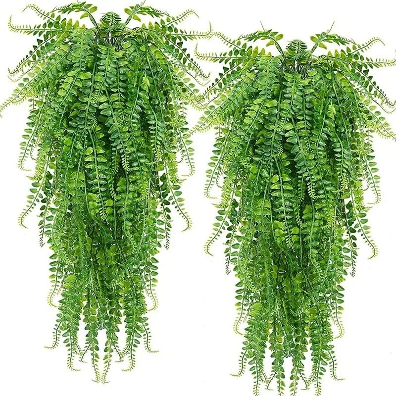 2pcs 35Inch Persian Fern Hanging Vines  Lush Artificial Greenery For Home Wall Wedding And Party De 0