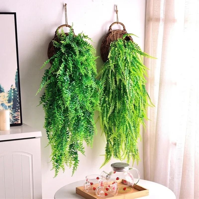 2pcs 35Inch Persian Fern Hanging Vines  Lush Artificial Greenery For Home Wall Wedding And Party De 2
