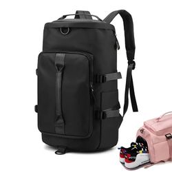 large capacity waterproof travel backpack duffel bag with shoe compartment and wet dry separation