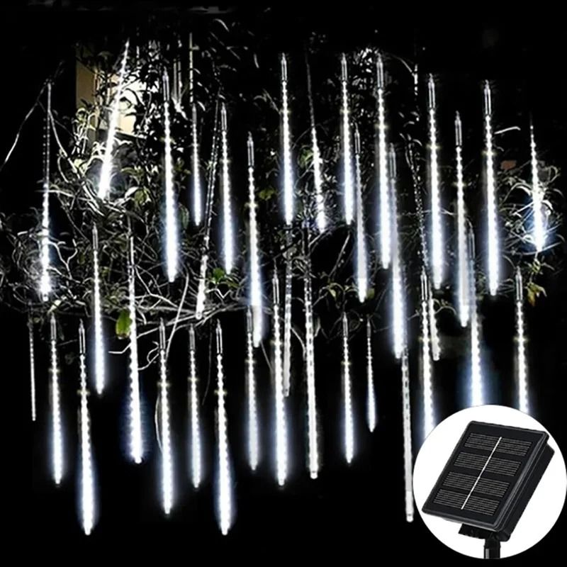Solar Meteor Shower String Lights Waterproof Garden Decor For Christmas Weddings And Parties 8
