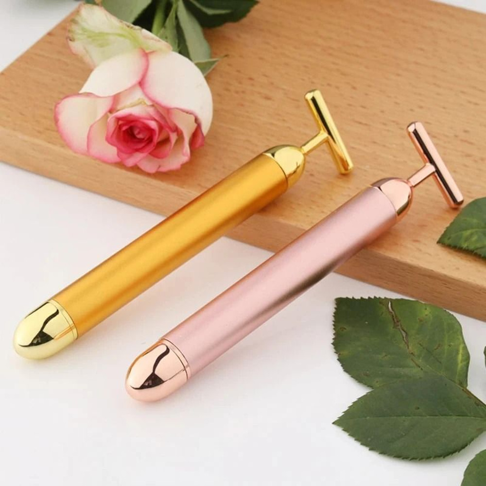 24K Gold Beauty Roller Vibrating Face Massager For Skin Tightening And Lifting 4