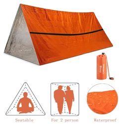 2-person emergency survival tent – waterproof mylar tube shelter with thermal blanket for outdoor camping, hiking, and d