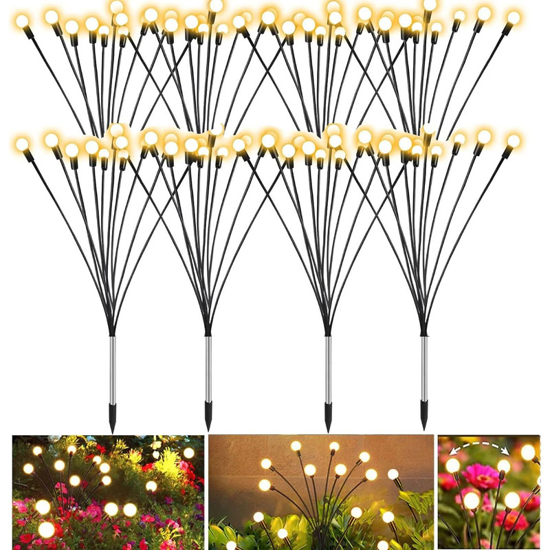 Solar Firefly Outdoor Lights LED Garden Landscape Pathway Lawn Lamp 0
