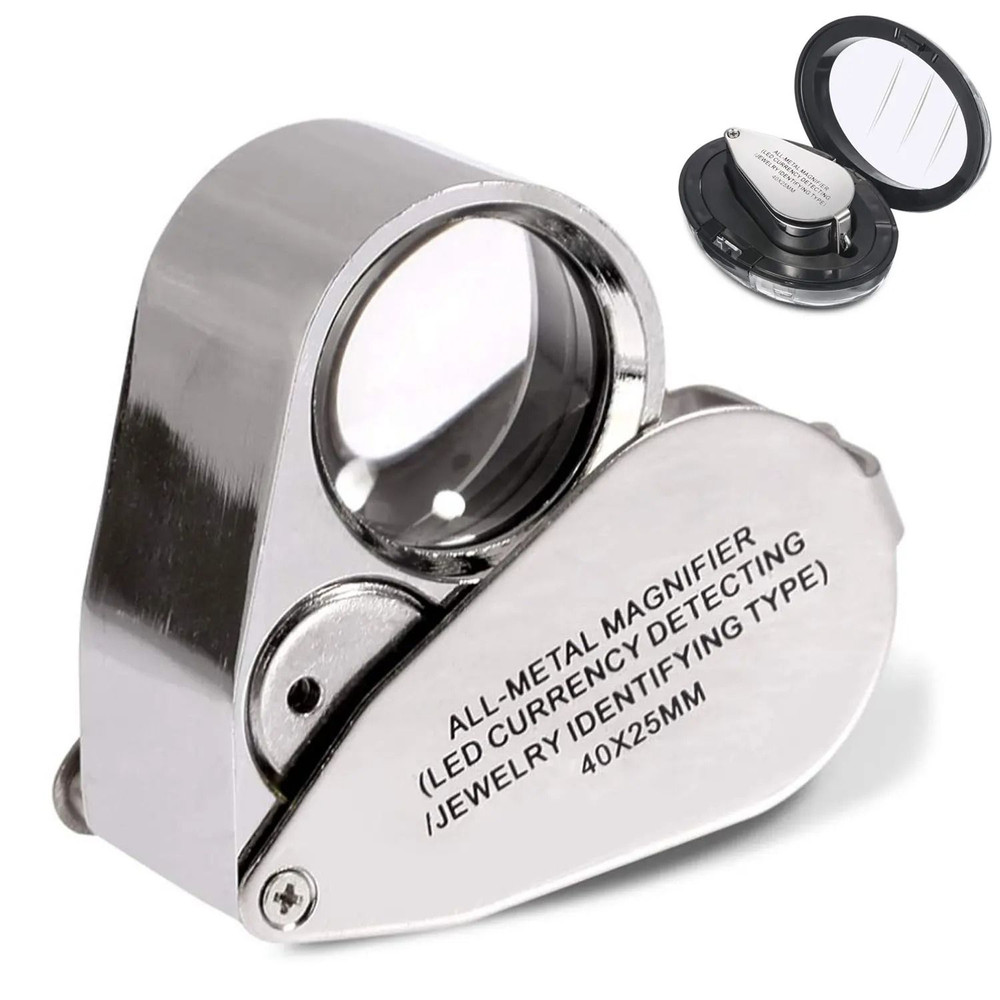 40X Jewelers Loupe Magnifier With LED And UV Light Metal Folding Magnifying Glass For Coins Jewelr 0