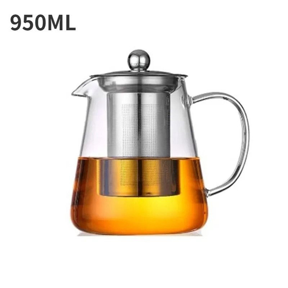 Glass Teapot With Stainless Steel Infuser HeatResistant Borosilicate Tea Kettle For Loose Leaf And 10