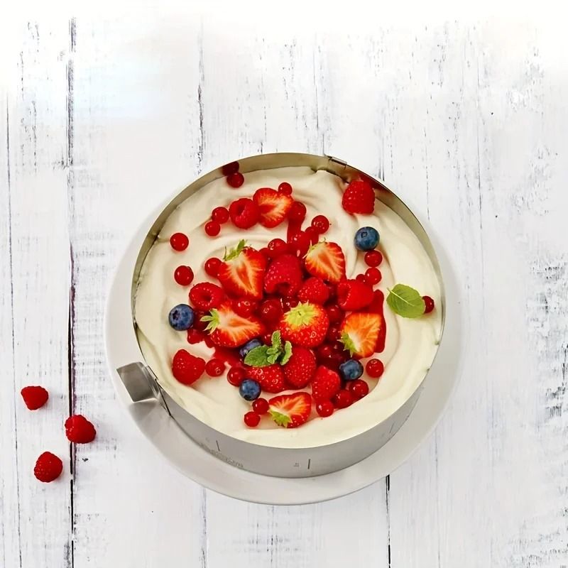 Adjustable Stainless Steel Cake Ring Round Mousse Mold For Baking Cheesecake And Dessert Layering 5