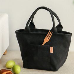 insulated canvas lunch bag – large-capacity reusable cooler tote for school, office, or picnic