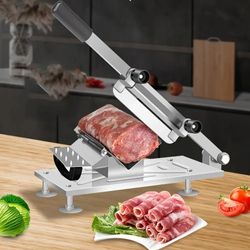 stainless steel manual meat slicer – portable frozen food and vegetable cutter for home kitchen