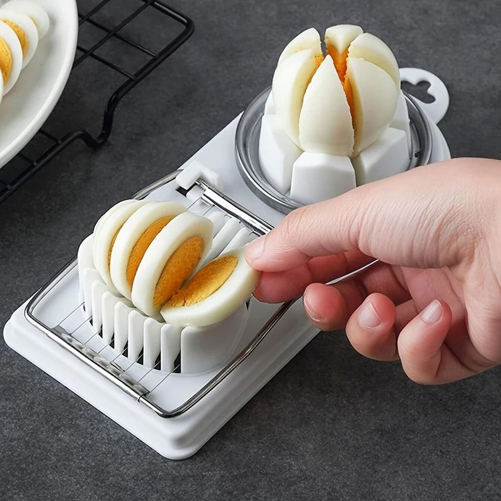 2in1 Stainless Steel Egg Cutter Multifunctional Kitchen Tool With Durable Wire Slicer And Hanging 0