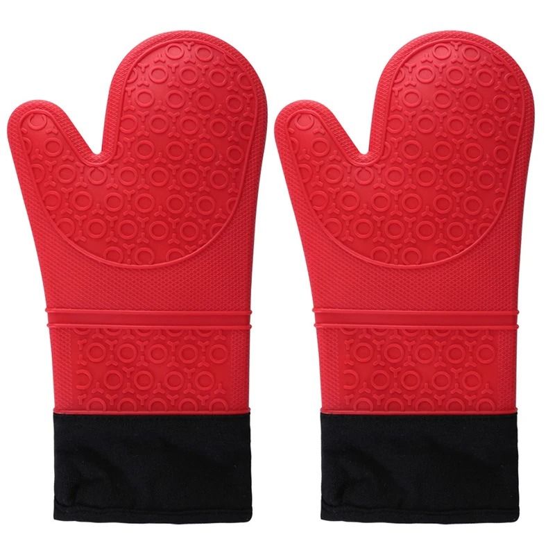 Professional Heat Resistant Oven Gloves  NonSlip Silicone BBQ Mitts With Soft Inner Lining For Cook 6
