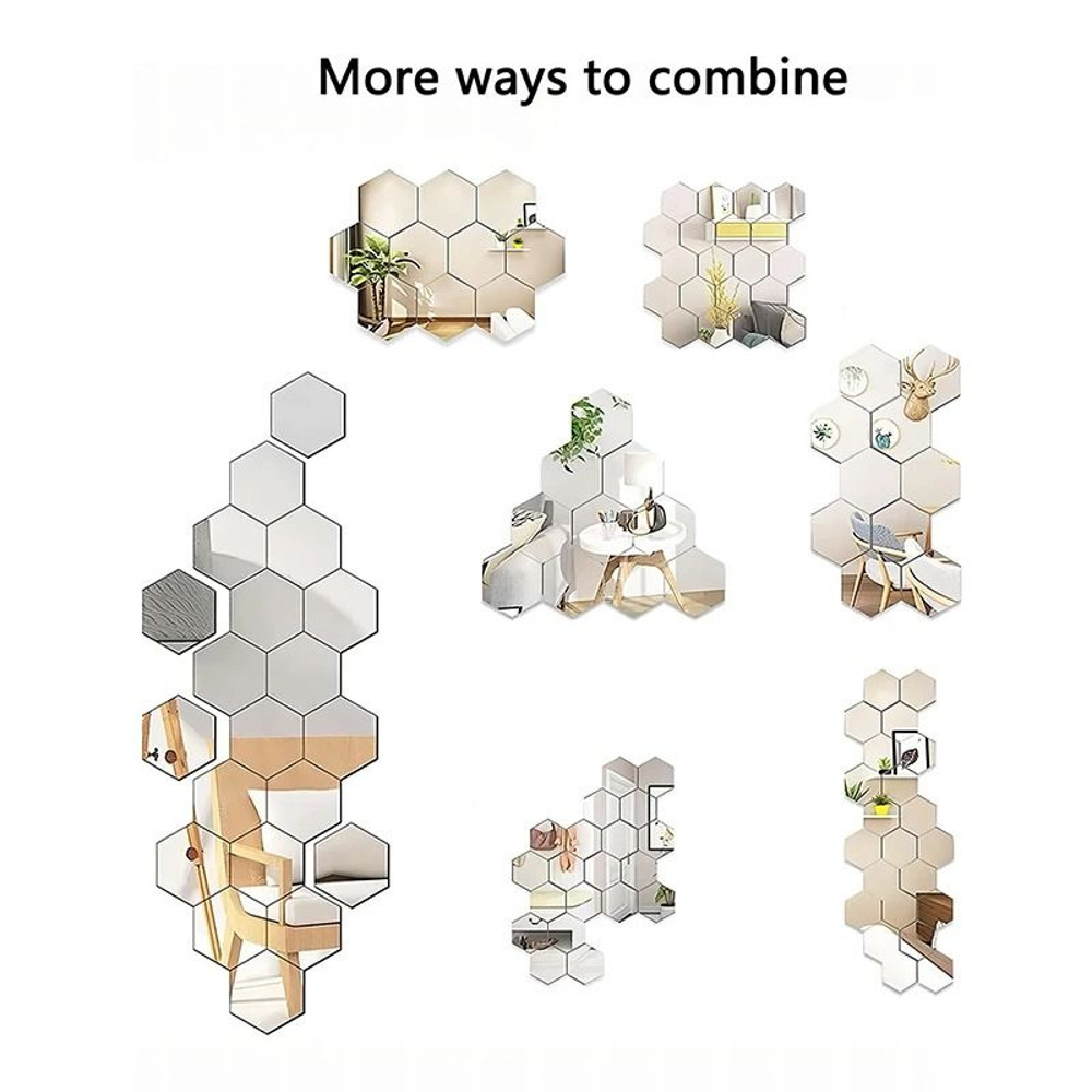 45pcs Mirror Wall Sticker Hexagon Wall Art Sticker DIY Decorative Tiles 1