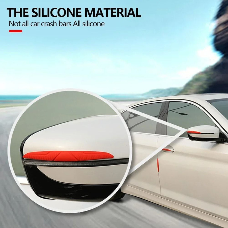 Car Door Edge Protector Set Silicone AntiCollision Strips For Door And Mirror Protection 4