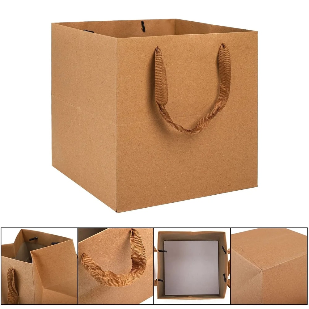 10 Pcs Kraft Paper Gift Bags With Handles 1