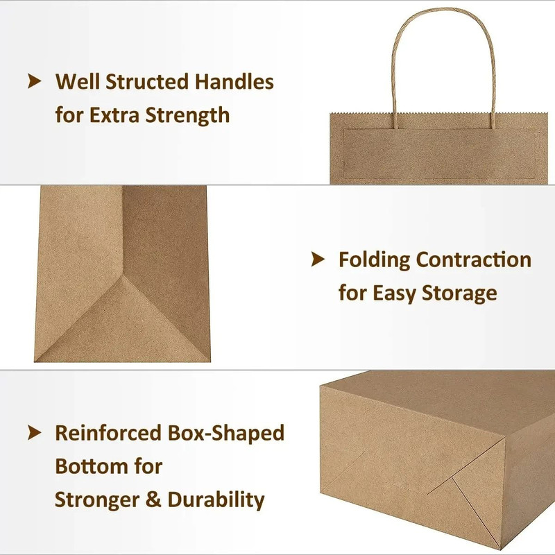 10 Pcs Large Kraft Paper Gift Bags With Handles 1