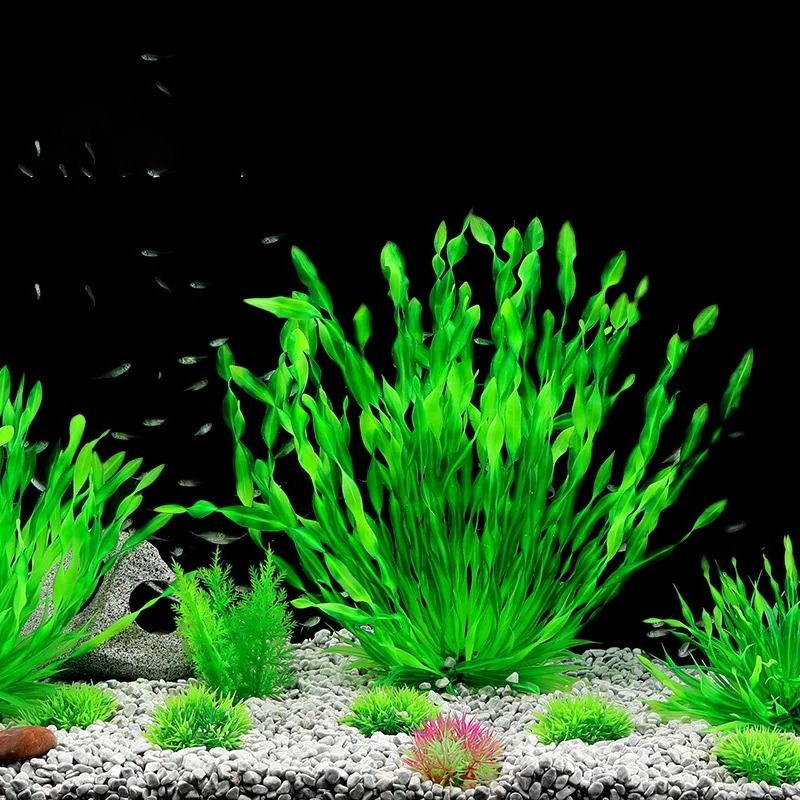 Artificial Aquarium Plants With Ceramic Base For Fish Tanks 0