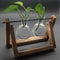 Hydroponic Plant Vase With Wooden Stand 8