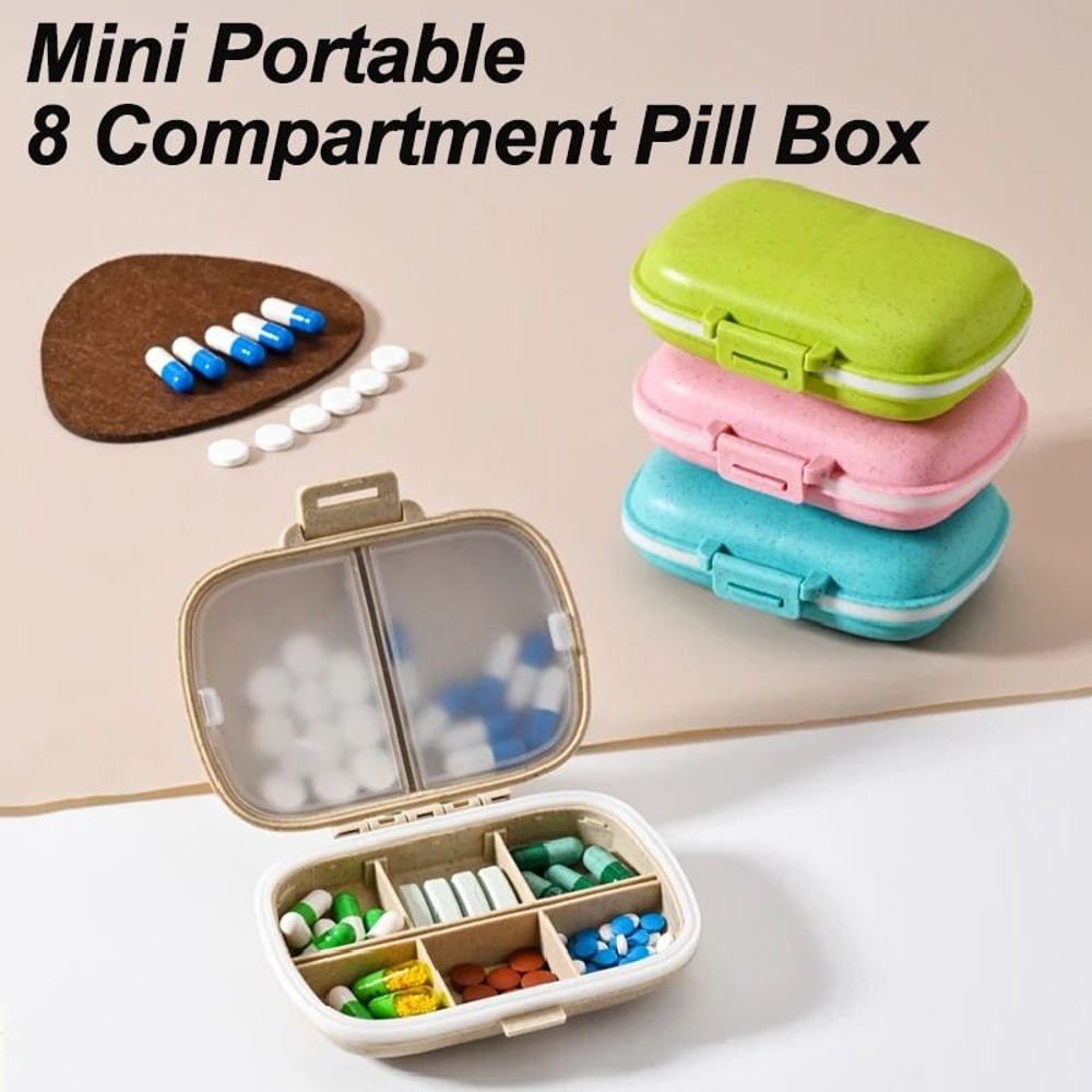 Mini 8Compartment Travel Pill Organizer Box 0