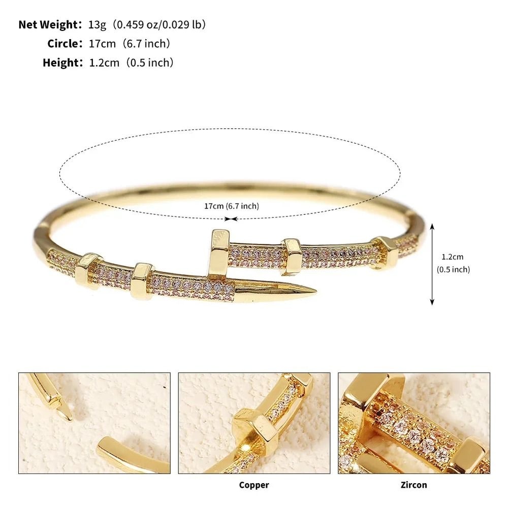 Elegant Zircon Nail Design Bracelet For Women 5