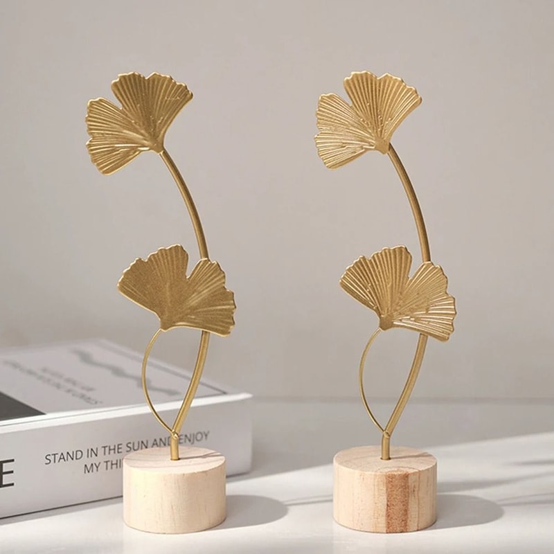 Nordic Gold Ginkgo Leaf Sculpture Home And Office Decorative Ornament 5