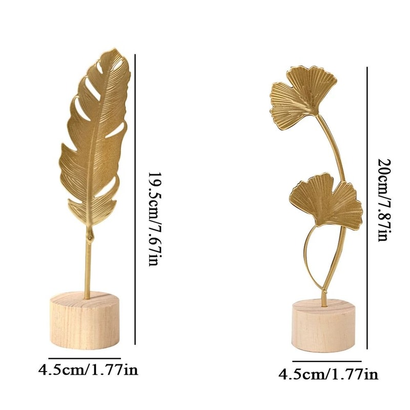 Nordic Gold Ginkgo Leaf Sculpture Home And Office Decorative Ornament 6