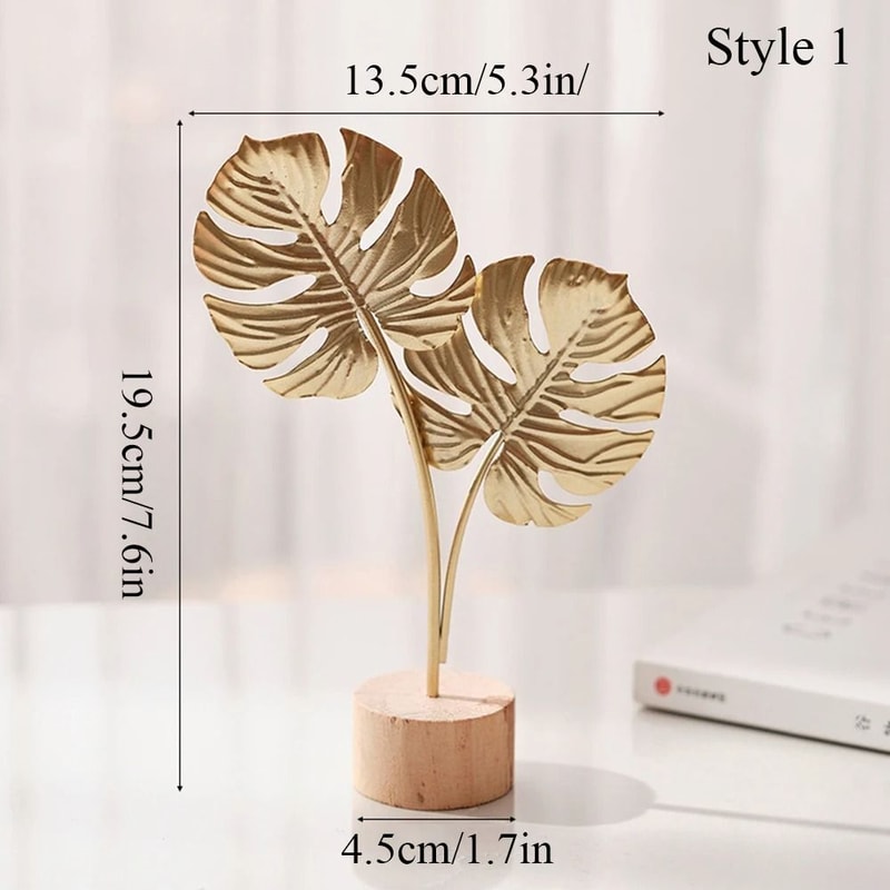 Nordic Gold Ginkgo Leaf Sculpture Home And Office Decorative Ornament 7