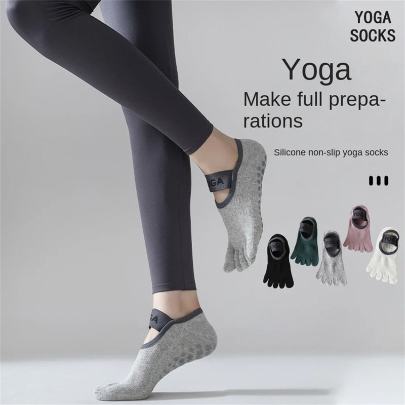 Womens Five Finger Yoga Socks  NonSlip Cotton Pilates And Fitness Socks 2
