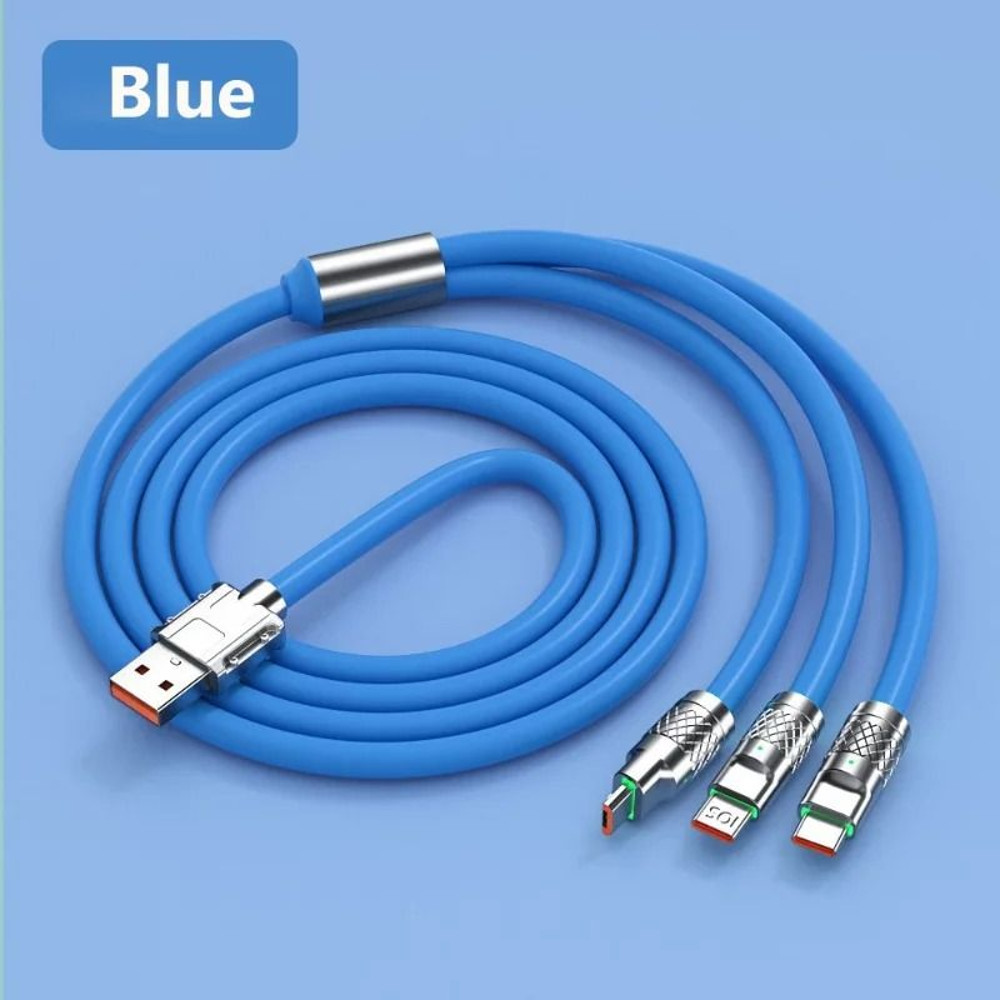 3in1 USB Fast Charging Cable MultiPort 6A 120W Data Cord For Phones Devices 10