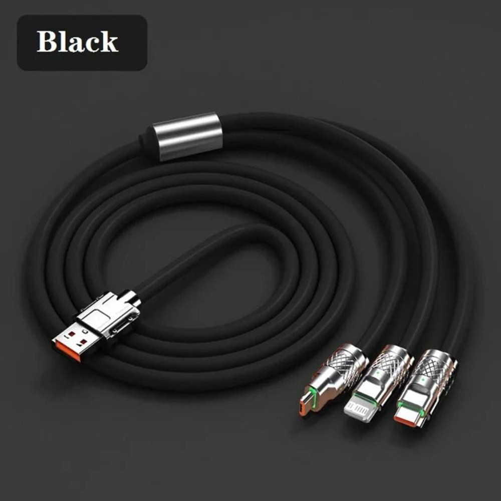 3in1 USB Fast Charging Cable MultiPort 6A 120W Data Cord For Phones Devices 7
