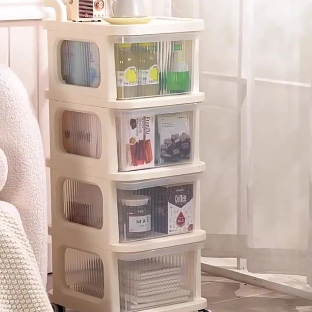 Acrylic MultiLayer Trolley Drawer Storage Rack  Transparent Snack And Kitchen Organizer On Wheels 5