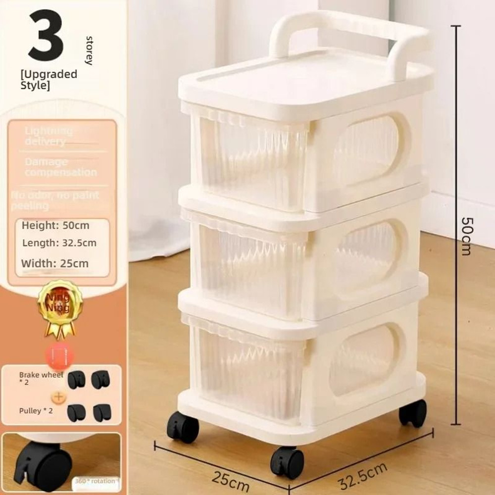 Acrylic MultiLayer Trolley Drawer Storage Rack  Transparent Snack And Kitchen Organizer On Wheels 7
