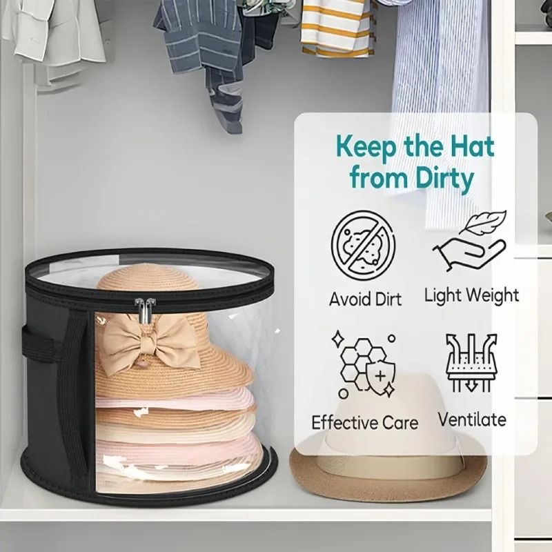 Foldable Hat Storage Box Large Capacity Organizer With Clear Window And Zipper Closure 3