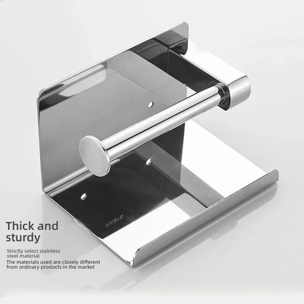 304 Stainless Steel Toilet Paper Holder With Shelf And Phone Stand  Modern WallMounted Bathroom Rol 3
