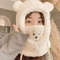 Cute Bear Plush Winter Hat With Earflaps  Warm Furry Balaclava Hood For Women And Girls 2