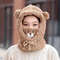 Cute Bear Plush Winter Hat With Earflaps  Warm Furry Balaclava Hood For Women And Girls 7