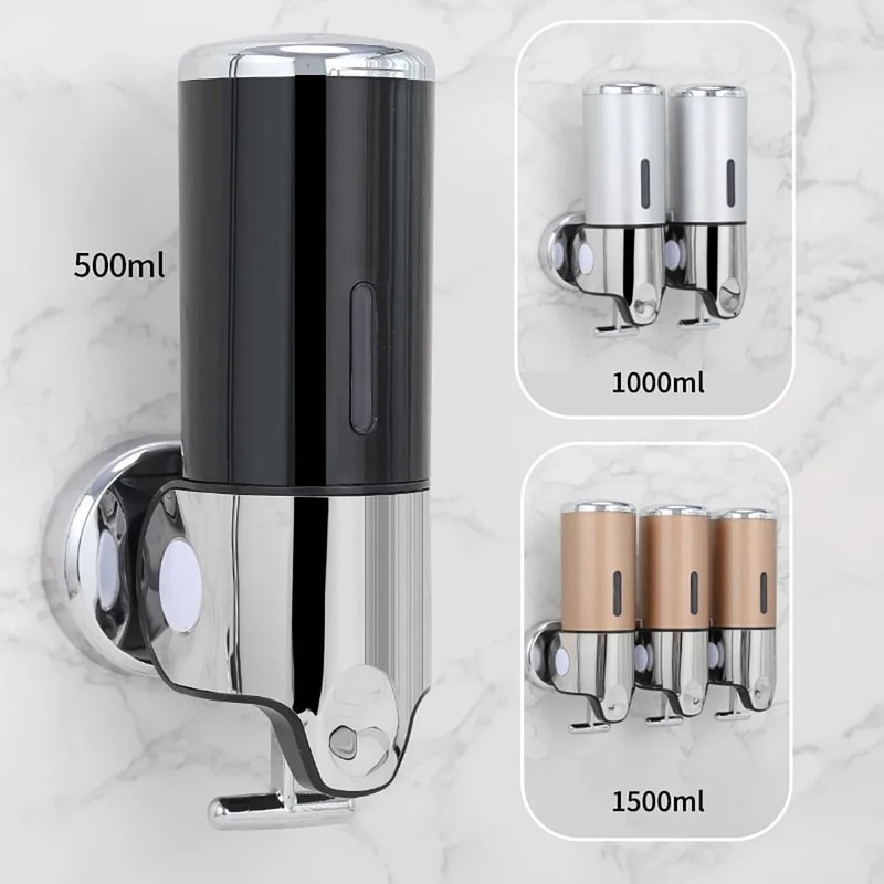 WallMounted Soap And Shampoo Dispenser 500ML Manual Press Bathroom Organizer With Single Double Or 1