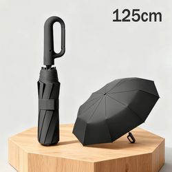 automatic large windproof double umbrella with uv protection and hook handle
