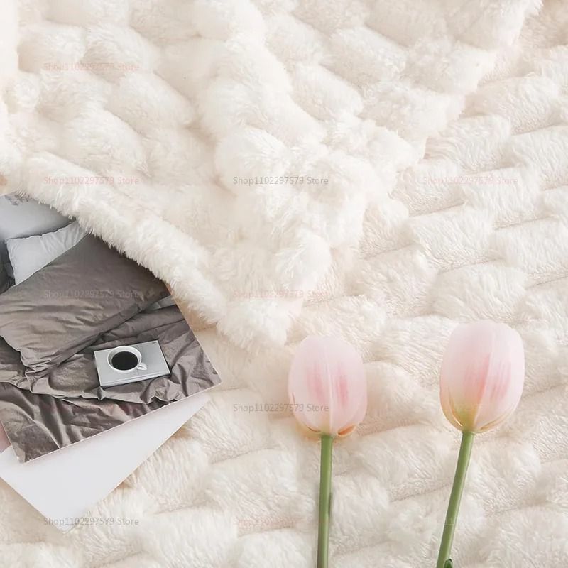 Super Soft Flannel Throw Blanket Silky Fleece 3D Cloud Jacquard Lightweight Bed Blanket For All Sea 6