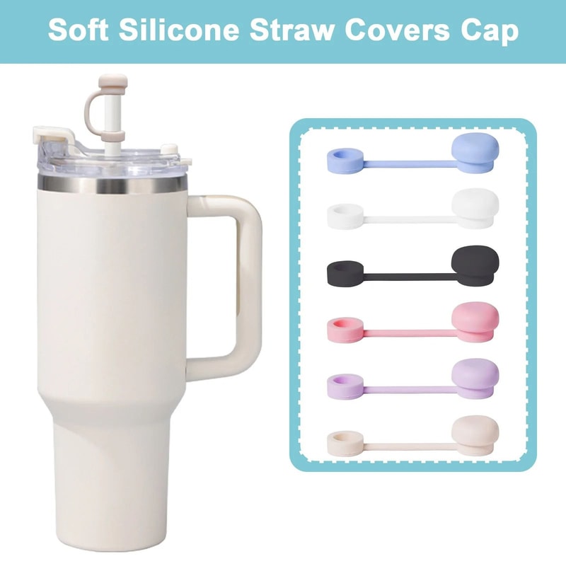 Great Cup Accessory Straw Cover Cap Cup Spill Stopper Silicone Tumblers Straw Topper Reusable Leak 4