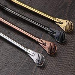 reusable stainless steel yerba mate straw filter set with cleaning brush