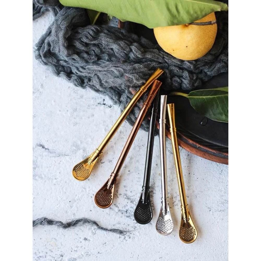 Reusable Stainless Steel Yerba Mate Straw Filter Set With Cleaning Brush 4