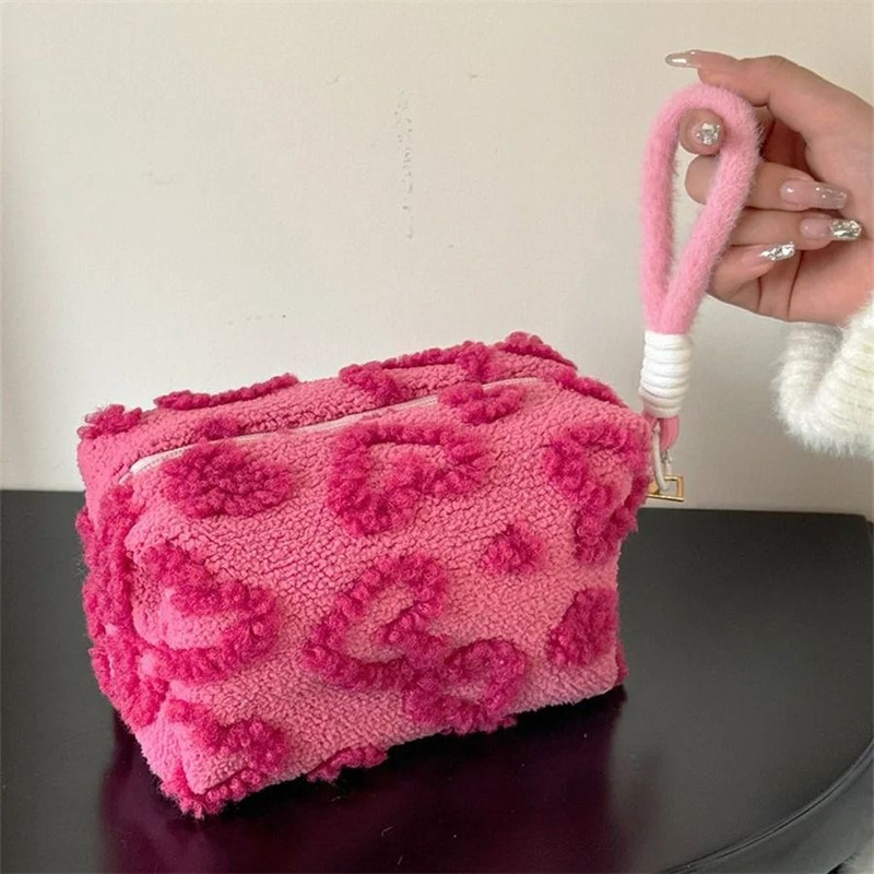 Plush Travel Makeup Bag With Handle 1