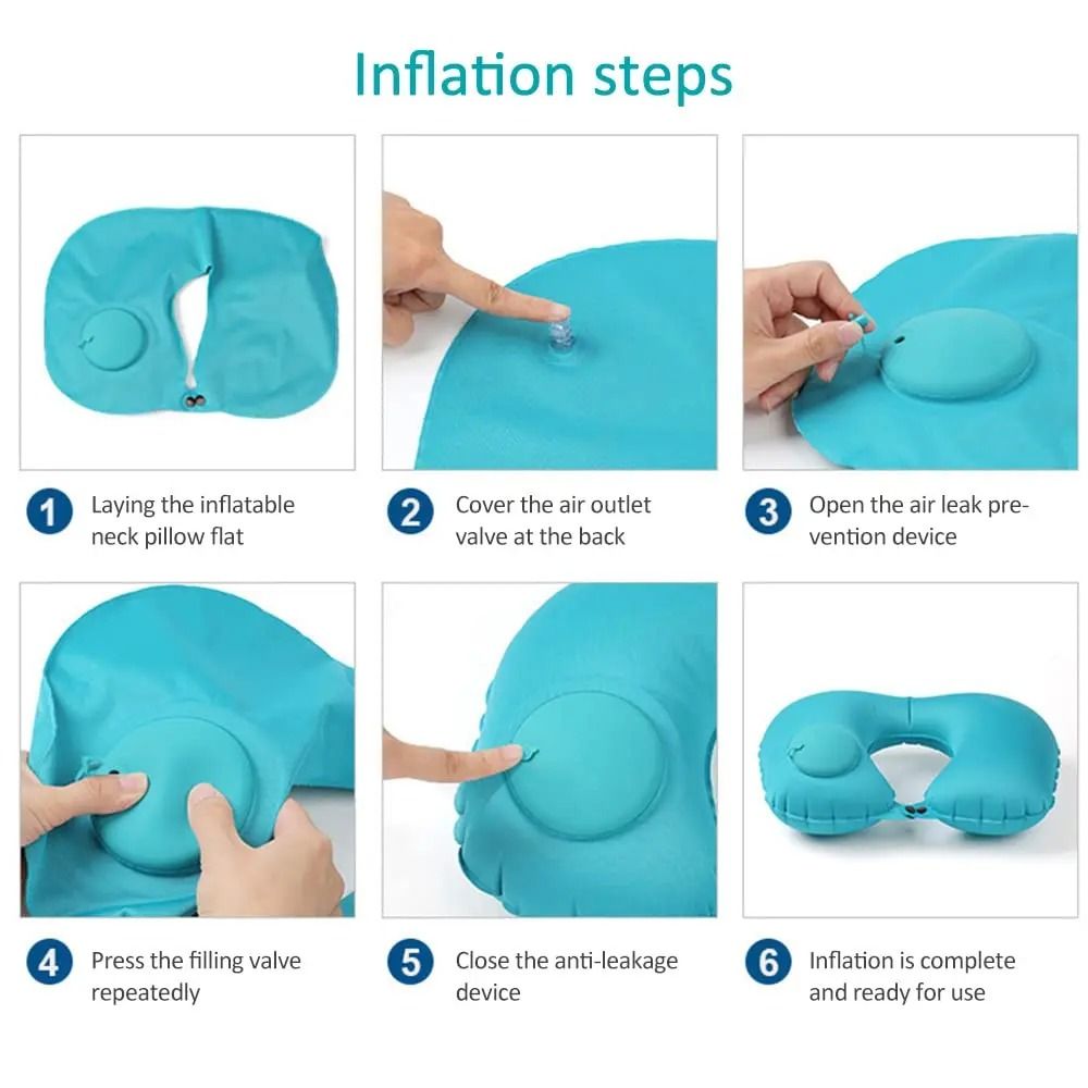 Inflatable Neck Pillow With BuiltIn Air Pump For Travel And Camping 5