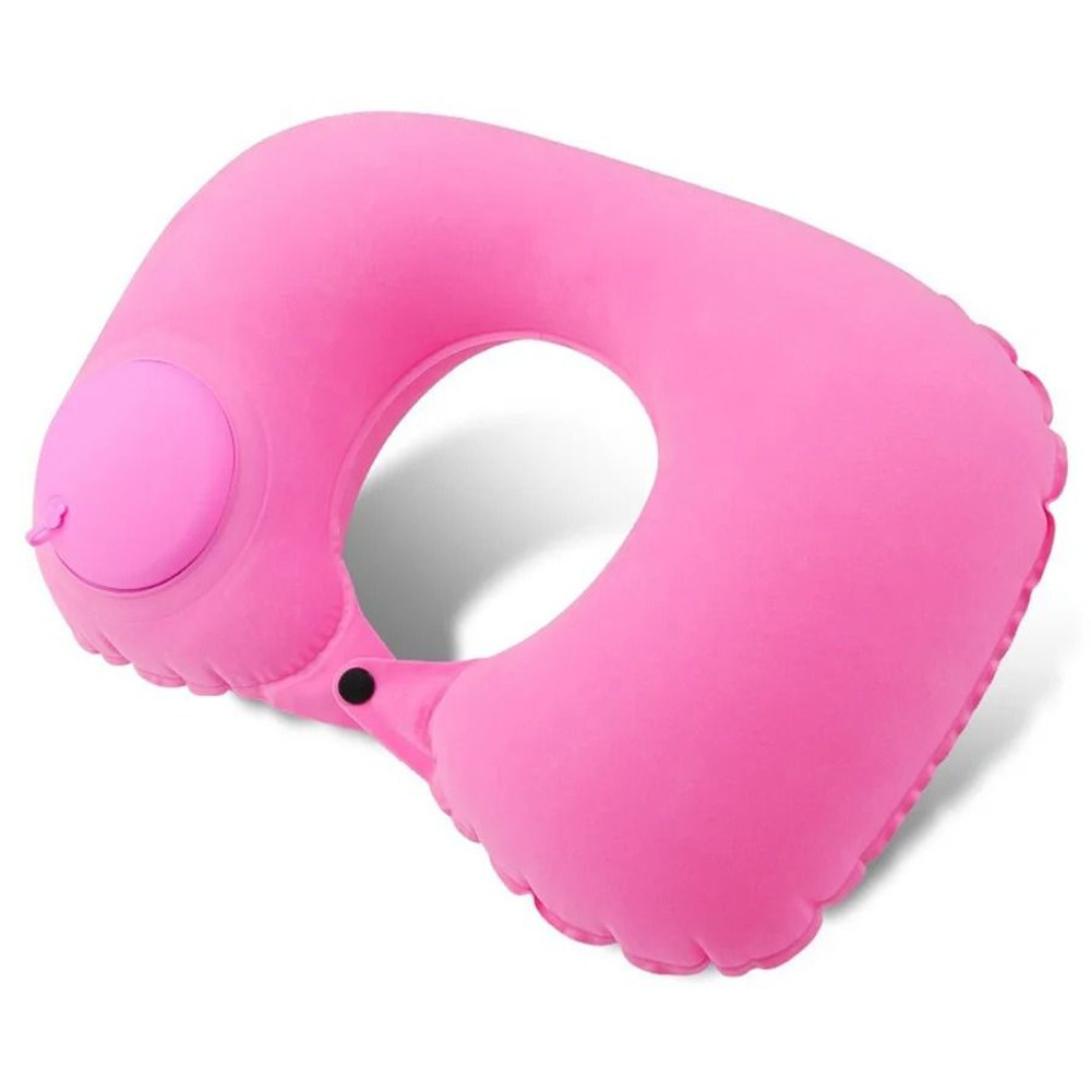 Inflatable Neck Pillow With BuiltIn Air Pump For Travel And Camping 6