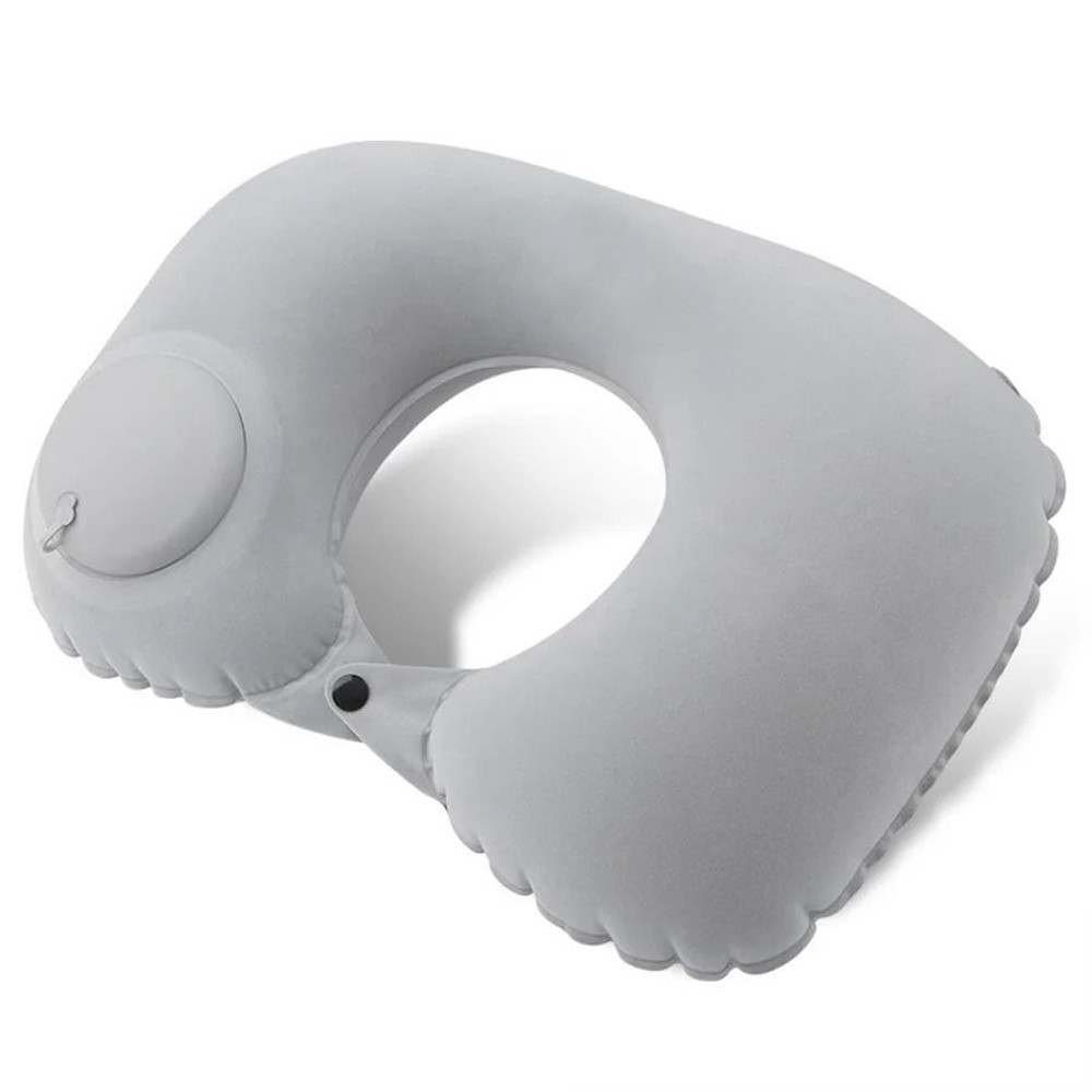 Inflatable Neck Pillow With BuiltIn Air Pump For Travel And Camping 7